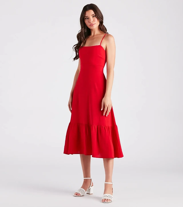 Forever 21 Women's Floral Print Tie-Back Midi Dress in Light Blue, XL |  Connecticut Post Mall