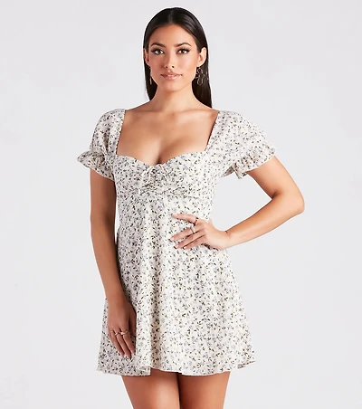 Cute View Ditsy Floral Chiffon Skater Dress