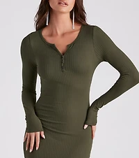 First Pick Henley Knit Maxi Dress