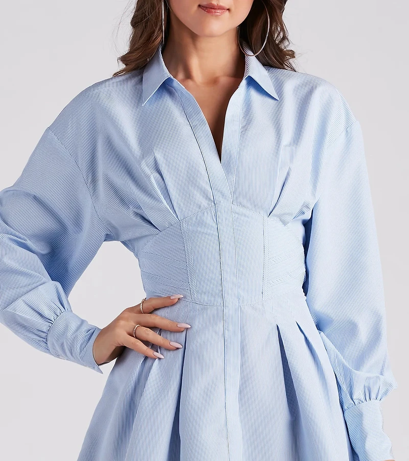 Perfectly Striped Shirt Skater Dress