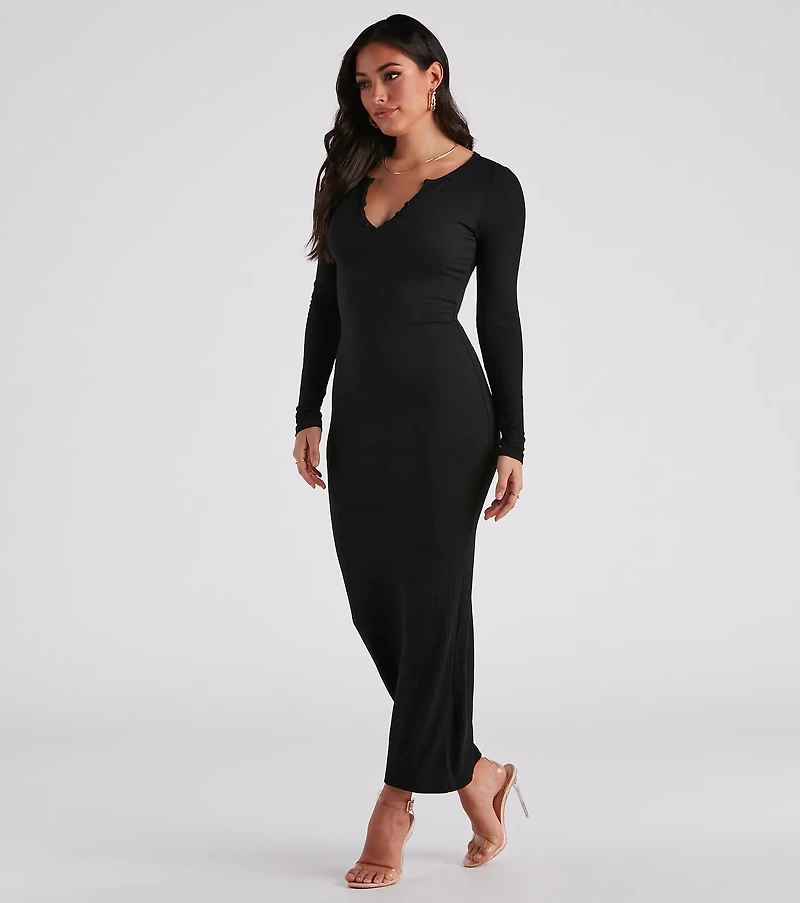 First Pick Henley Knit Maxi Dress