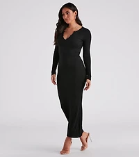 First Pick Henley Knit Maxi Dress