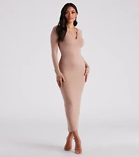 First Pick Henley Knit Maxi Dress