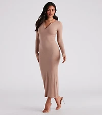 First Pick Henley Knit Maxi Dress
