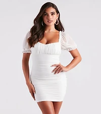 Mesh Well Square Neck Mini Dress