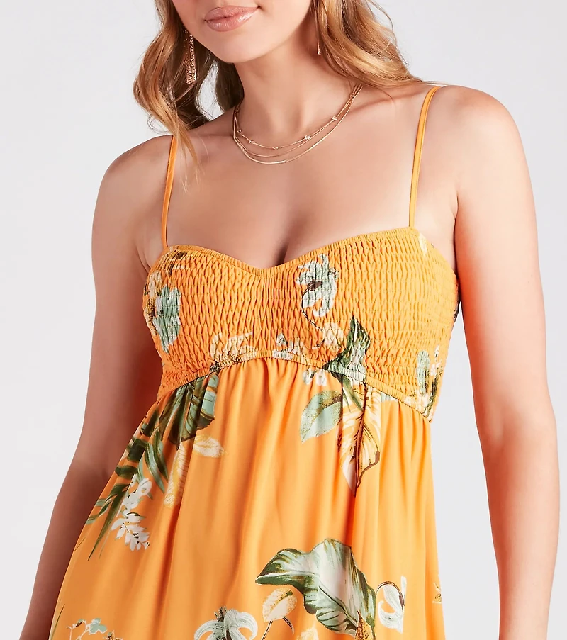 Island Love Tropical Print Maxi Dress