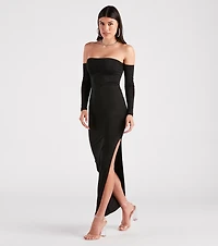Sippin' On Sultry Off The Shoulder Maxi Dress