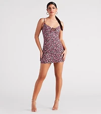 Romance For One Rose Tie-Front Dress