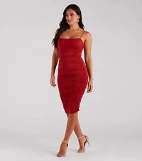 The Details Basic Ruched Midi Dress