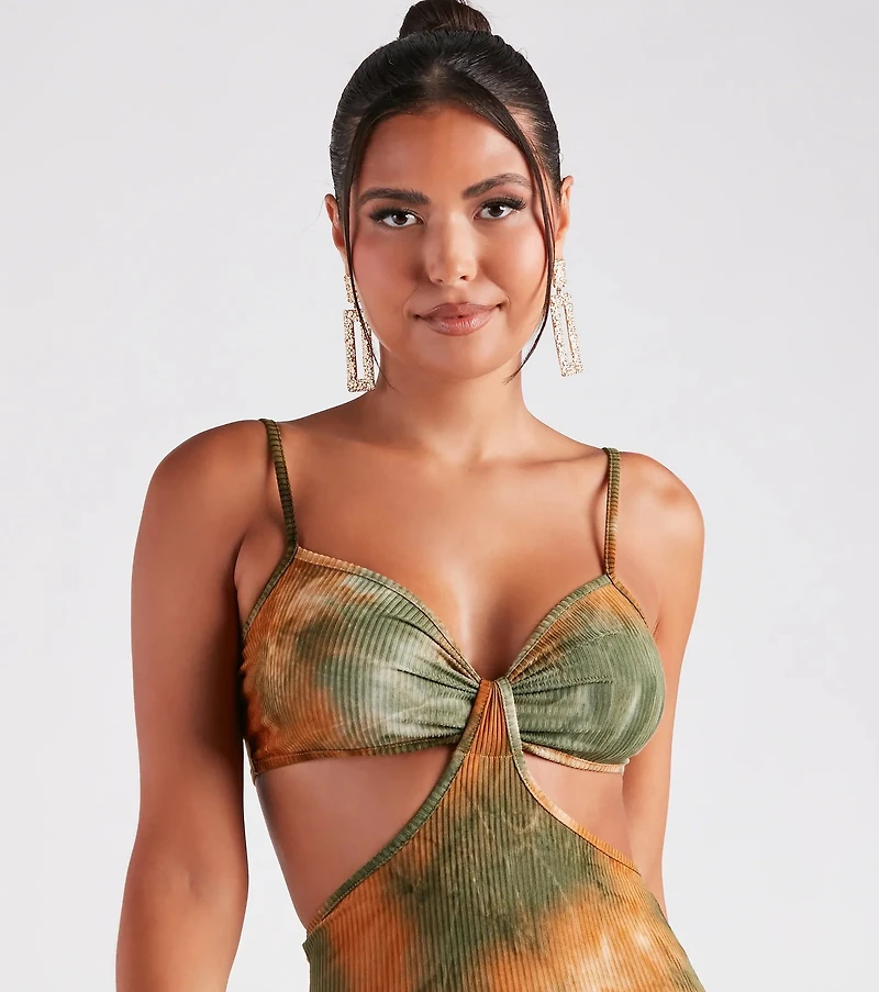 Summer Tie Dye Cutout Midi Dress