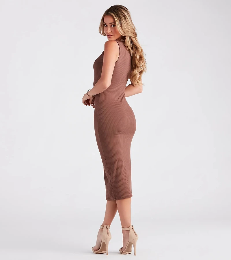 Caught The Midi Crew Neck Tank Dress