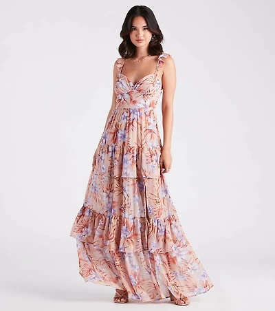 Enchanting Entrance Chiffon Floral Maxi Dress