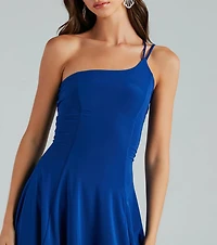 Trendy New Vibe One-Shoulder Skater Dress