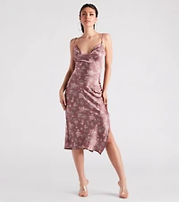 Dreamy Floral Satin Midi Dress