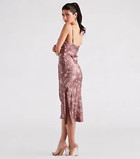 Dreamy Floral Satin Midi Dress