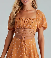 Picking Daisies Chiffon Strappy Skater Dress