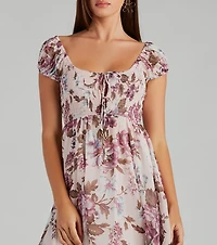 Obsessed With Floral Chiffon Skater Dress