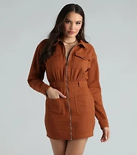 It's A Must Collared Denim Mini Dress