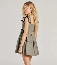 Beyond Precious V-Neck Ruffle Babydoll Dress