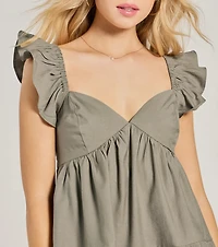 Beyond Precious V-Neck Ruffle Babydoll Dress
