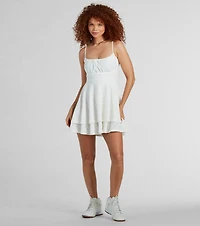 Simply Sunny Scoop Neck Skater Eyelet Mini Dress