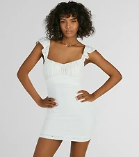Always Sweet Ruffled Bodycon Eyelet Lace Mini Dress