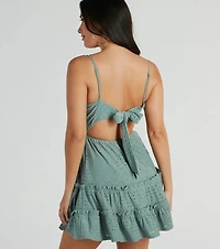 Feeling Amore Tie-Back A-Line Eyelet Mini Dress