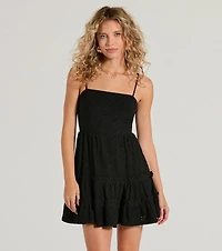 Feeling Amore Tie-Back A-Line Eyelet Mini Dress