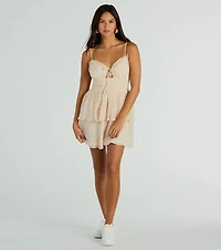 Daytime Cheer Fit And Flare Ruffle Floral Dress