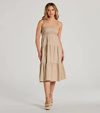 Darling Appeal Sleeveless Ruffled Midi Dress