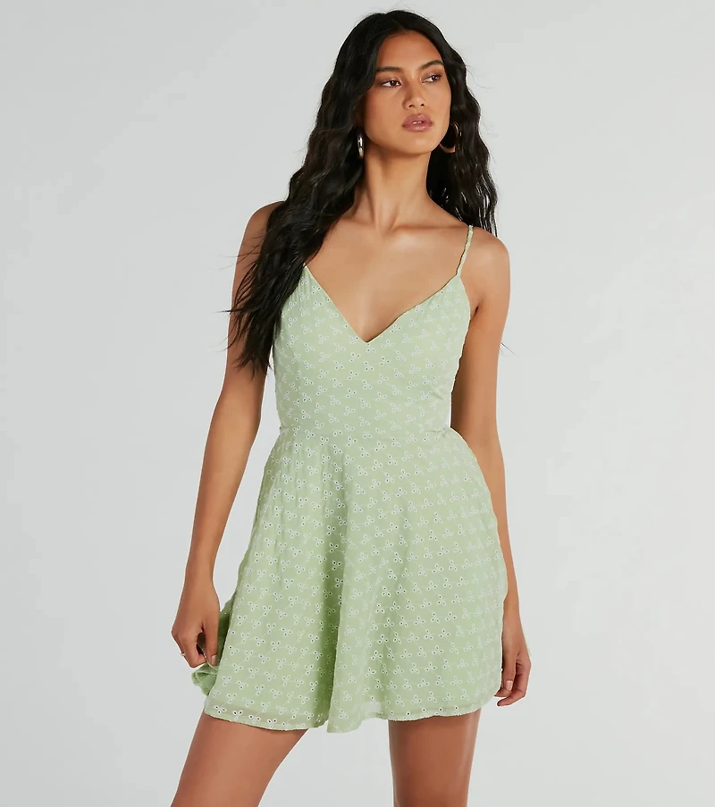 Sway With Me Eyelet Lace Skater Dress