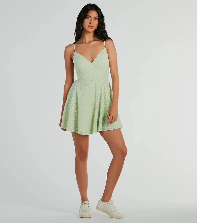 Sway With Me Eyelet Lace Skater Dress