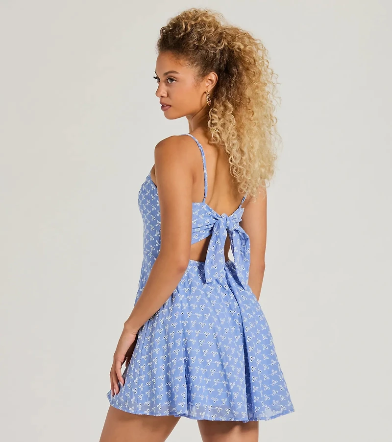 Sway With Me Eyelet Lace Skater Dress