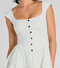 Trendsetting Effect Ruffled Denim Skater Dress