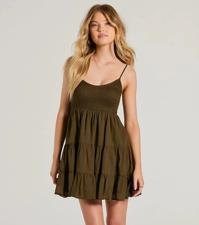 Sunny Days Off Scoop Neck Smocked Skater Dress
