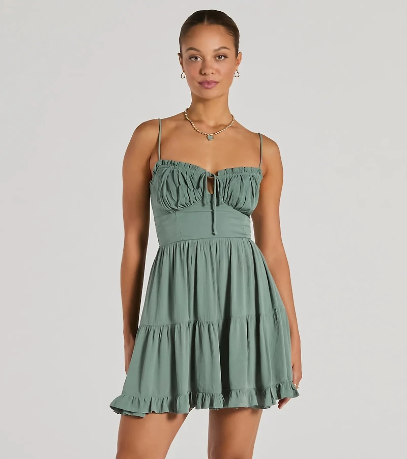 A Sweet Look Sleeveless Ruffled Skater Dress