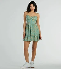 Spring Into Action Floral Skater Dress