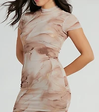 Modern Masterpiece Short Sleeve Marble Midi Dress