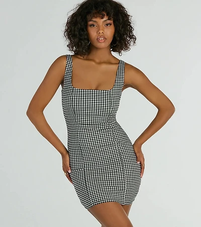 Sweeter Than Pie Scoop Neck Gingham Mini Dress