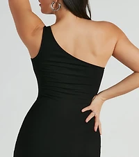 Casual Yet Classy One-Shoulder Ribbed Knit Midi Dress