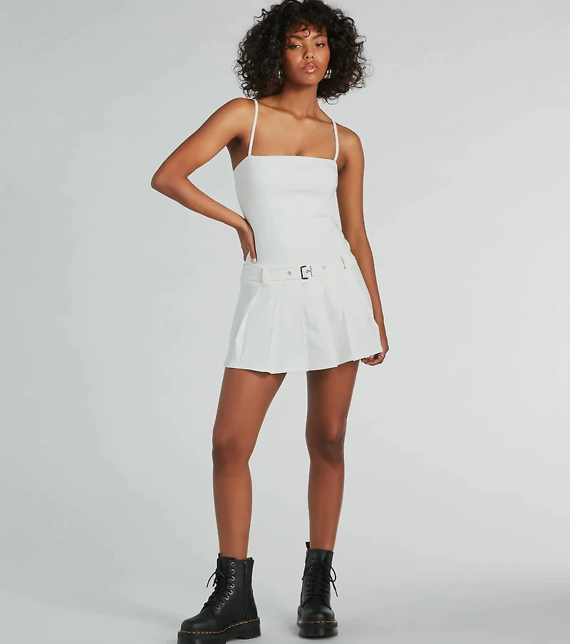 If You Pleats Sleeveless Pleated A-Line Mini Dress