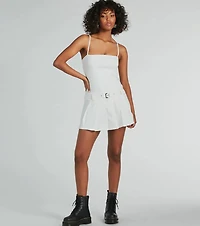 If You Pleats Sleeveless Pleated A-Line Mini Dress