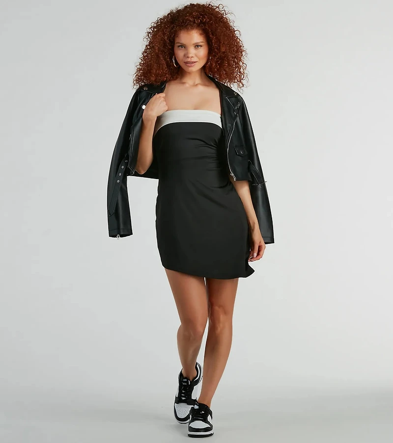 Arrived Style Strapless Knit Mini Dress