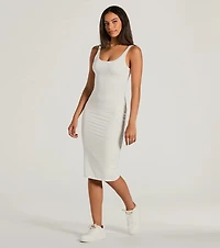Done One Ribbed Knit Bodycon Midi Dress