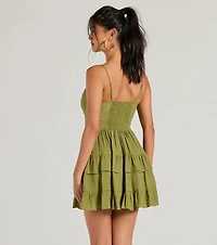 Charming Allure Tie-Front Ruffled Skater Dress