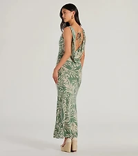 Fabulous Destination Tropical Cowl Neck Maxi Dress