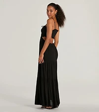Breezy Look Ruffled Cutout Woven Maxi Dress