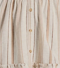 Cute Style Button Ruffled Striped Linen Skater Dress