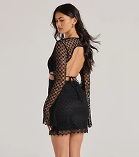 Think Sunshine Long Sleeve Cutout Crochet Mini Dress