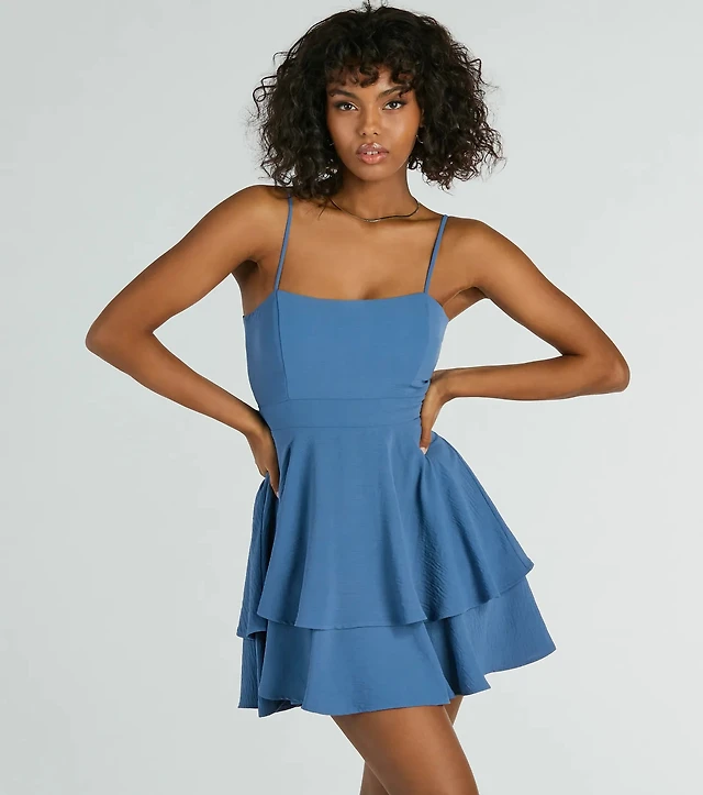 blue dress windsor Sparkly Mini by Windsor which features blue florals on a blue background Satin Mermaid Light Blue Dress